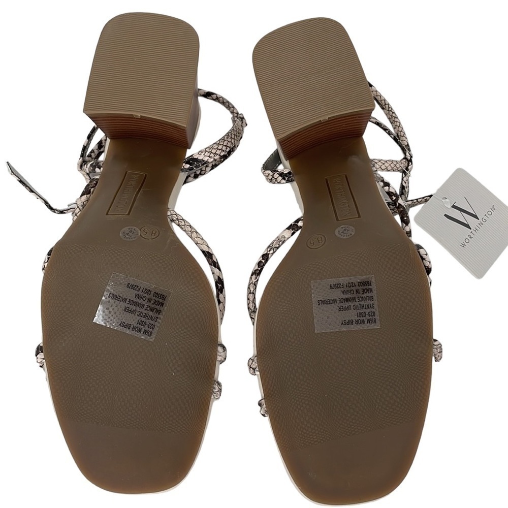 Worthington Sandals Open Toes Python Print Strapp… - image 4